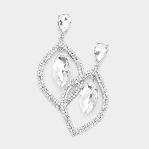 Fashion Silver Tone Rhinestone Dangle Earrings
