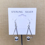 Sterling Silver Triangle Ball Dangle Earring