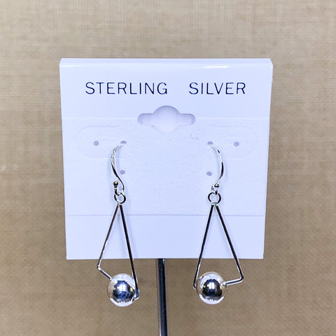 Sterling Silver Triangle Ball Dangle Earring