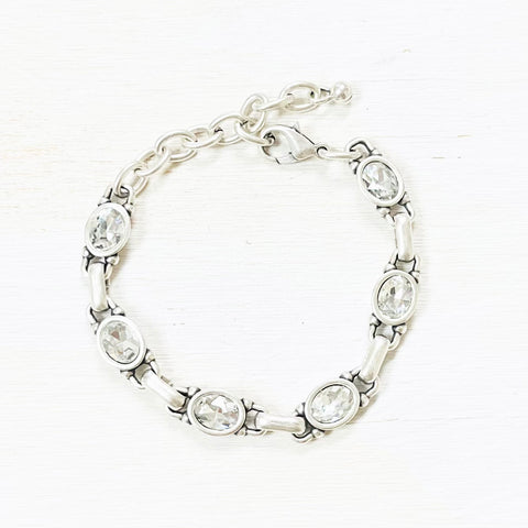 Fashion Silver Tone Clear Stone Bracelet