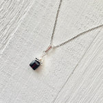 Sterling Silver January Cube Necklace