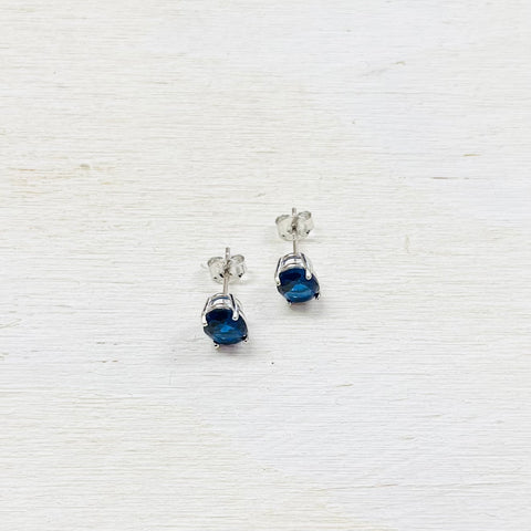 SS September Oval Birthstone Stud Earrings
