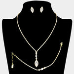 Fashion Gold Tone Marquise Stone 3 Piece Set