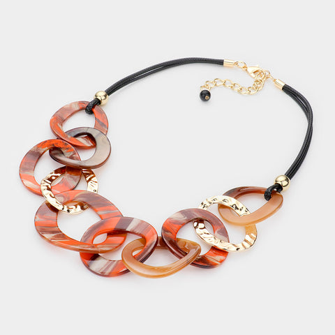 Fashion Oval Link Orange Necklace Set