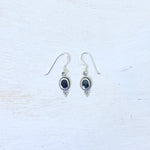 Sterling Silver Drop Fringe Earrings- Black