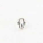 Fashion Silver Tone Long Rectangle Stone Ring