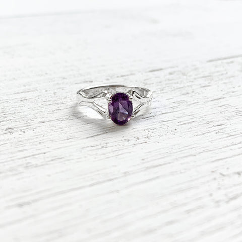 Sterling Silver February Oval Ring