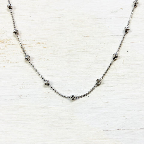 Sterling Silver Fine Chisel Ball Necklace