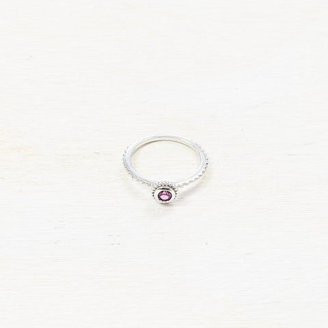 Sterling Silver Estate Magenta Stone Ring
