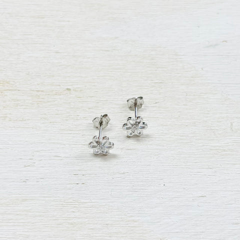 SS Flower w CZ Earrings