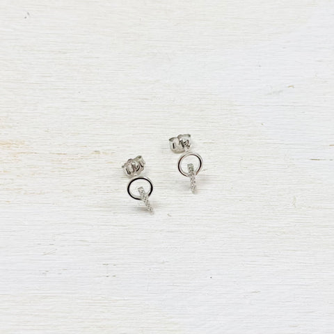 SS Circle Studs w CZ