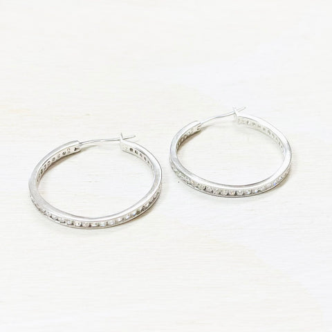 Sterling Silver CZ Hoops