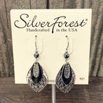 Silver Forest Silver and Black Layered Earrings