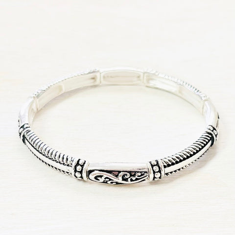 Fashion Silver Tone Stretch Bracelet