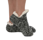 Black Microcrew Cable Sherpa Lined Sock