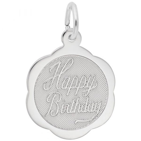 Sterling Silver Scalloped Happy Birthday Charm