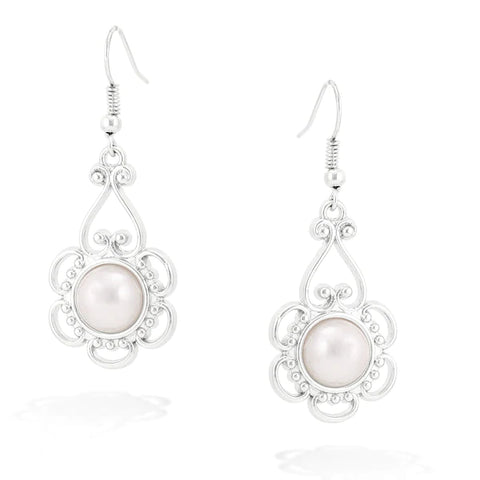 Fashion Flower Pearl Dangle Earrings