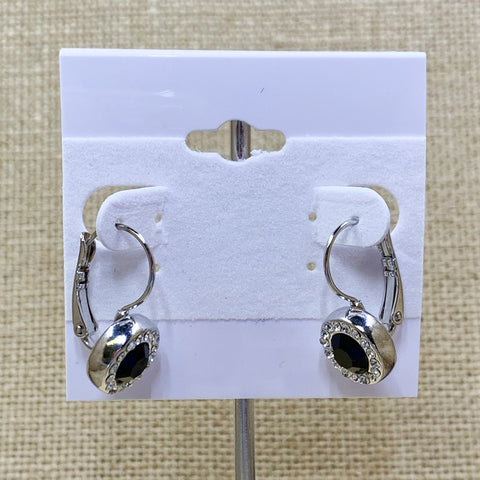 Fashion Black Halo Lever Back Earrings