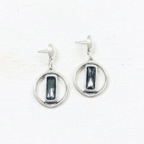Fashion Black Stone Dangle Earrings