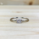 Sterling Silver Rectangle CZ Ring