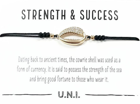 Strength & Success Bracelet- Black Cord