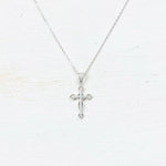 SS CZ Cross Necklace 16-18”