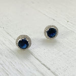 Sterling Silver September Studs with Cubic Zirconia