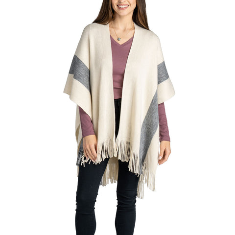 Sonoma Ruana- Grey & Ivory