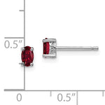 Sterling Silver Created Ruby Oval Post Earrings