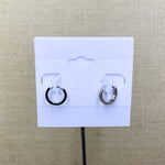 Silver Tone Crystal Huggie Hoops