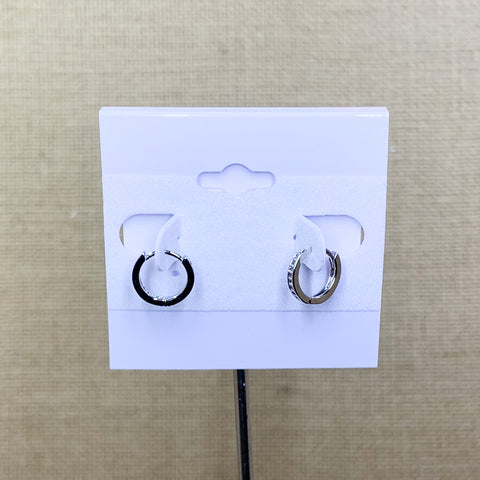Silver Tone Crystal Huggie Hoops