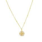 Sterling Silver Gold Plated Pavé Compass Necklace