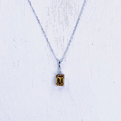 Sterling Silver November Rectangle Necklace