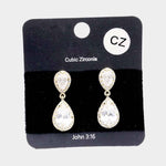Fashion Gold Tone CZ Dangle Earrings