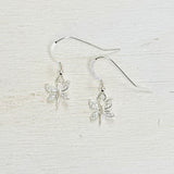 Sterling Silver Dragonfly w/ CZ Dangle Earrings