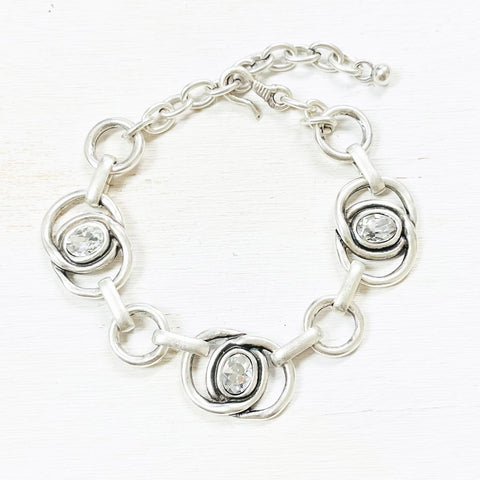 Fashion Circle Link w/ Clear Stones Bracelet