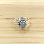 Sterling Silver Oval Labradorite Ring w/ Twist