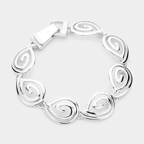 Fashion Silver Tone Teardrop Swirl Magnetic Bracelet