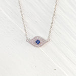 Silver Tone Evil Eye Crystal Necklace