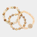 Fashion Multi Stone Stretch Bracelet Set of 3