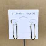 Gold Tone Sterling Silver Paper Clip CZ Hoop