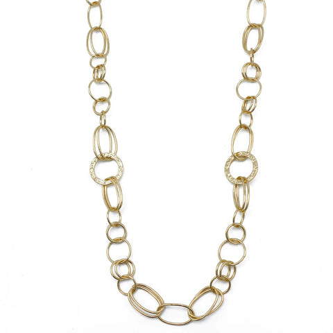 Fashion Gold Tone Long Link Necklace