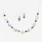 Fashion Silver Tone and Blue Bead Necklace Set