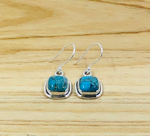 Sterling Silver Copper Turquoise Earrings
