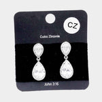 Fashion Silver Tone CZ Dangle Earrings