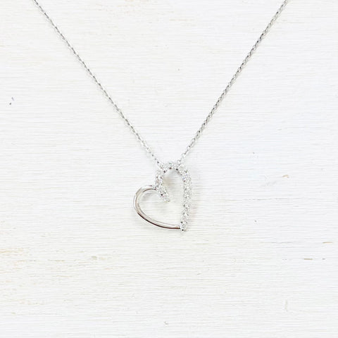Sterling Silver CZ Heart Necklace