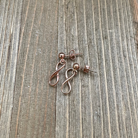 SS Rose Gold Infinity Dangle Earrings