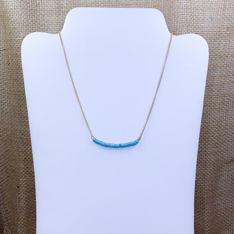 Turquoise Beaded Bar Fashion Necklace