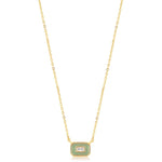 Sage Enamel Emblem Gold Necklace