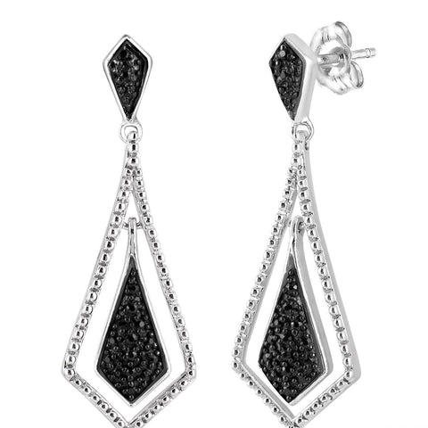 Sterling Silver and Diamond Dangle Earrings